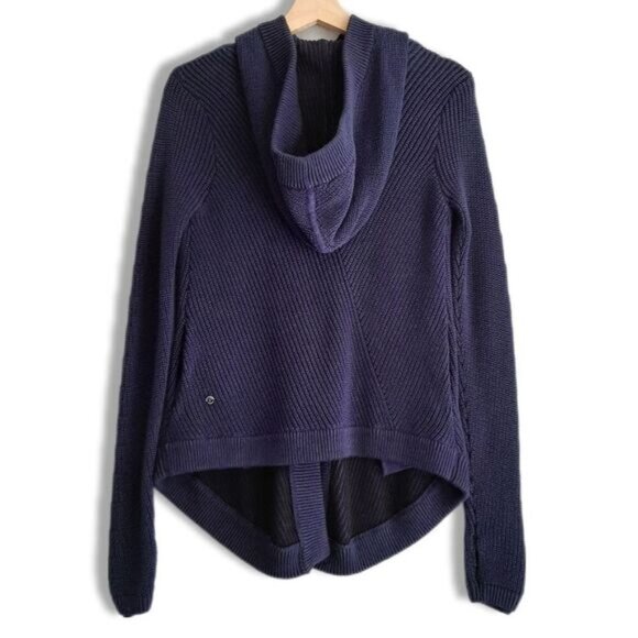 IVIVVA by Lululemon Cardigan Sweater w/ Hood Navy Kids Youth Sz 12 - Picture 7 of 12